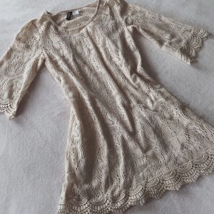 H&M DIVIDED Champagne Lace Mini Bohemian Dress